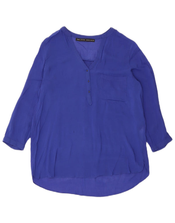 Zara Dame 3/4 ærmet oversize bluse Top UK 10 Lille lilla viskose
