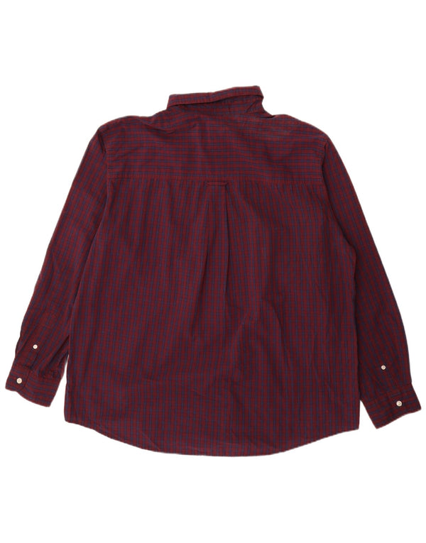Chaps Herre Easy Care skjorte XL Bourgogne ternet bomuld