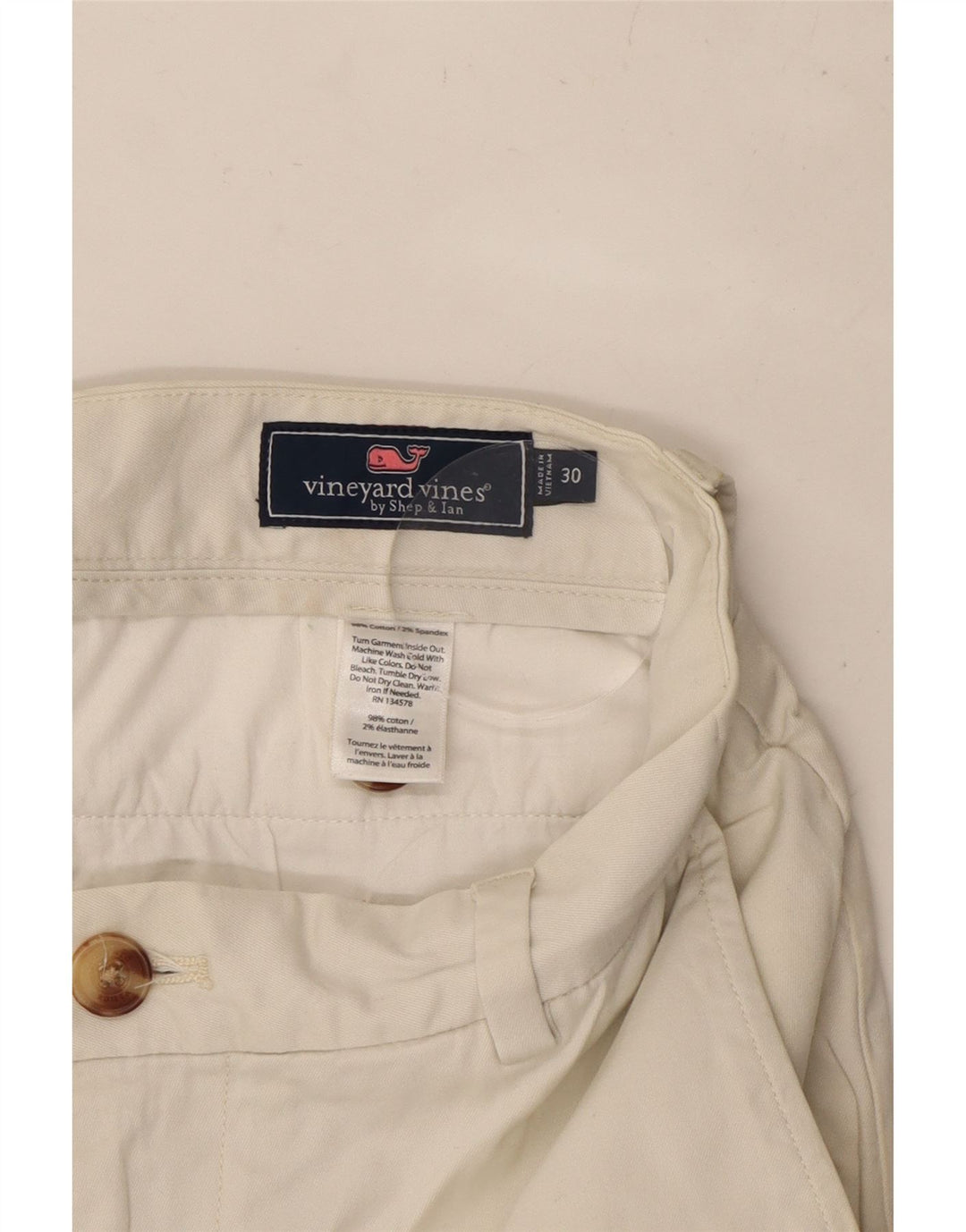 VINEYARD VINES Herre Chino Shorts W30 Medium White Bomuld