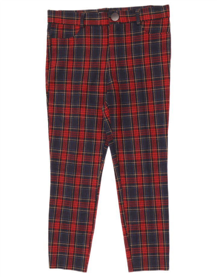 Zara Womens Slim Cropped Trousers Large W30 L25 Red Check