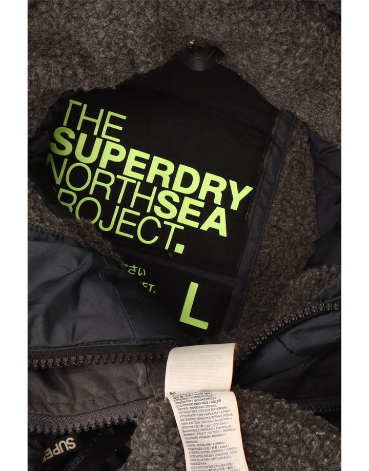 Superdry Windbreaker-jakke med hætte til mænd UK 40 Stort marineblåt logo