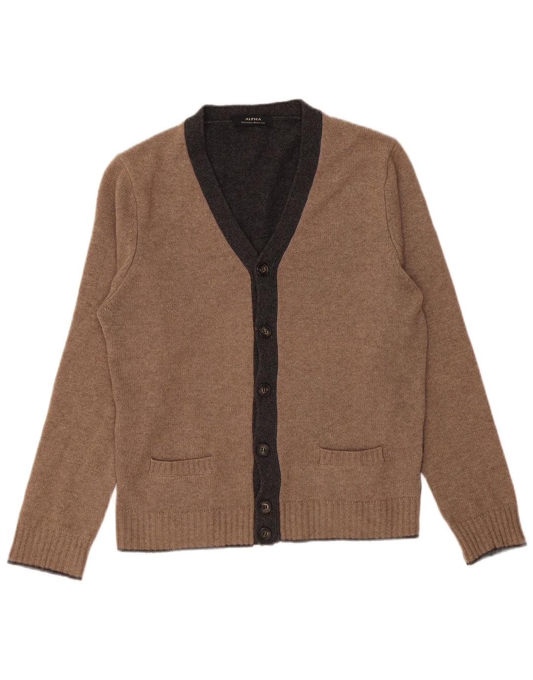 Alpha Massimo Rebecchi Herre cardigan sweater IT 50 Medium Brun Colourblock