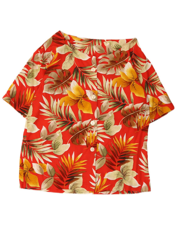 Vintage kvinders kortærmet skjortebluse UK 16 Large Red Floral