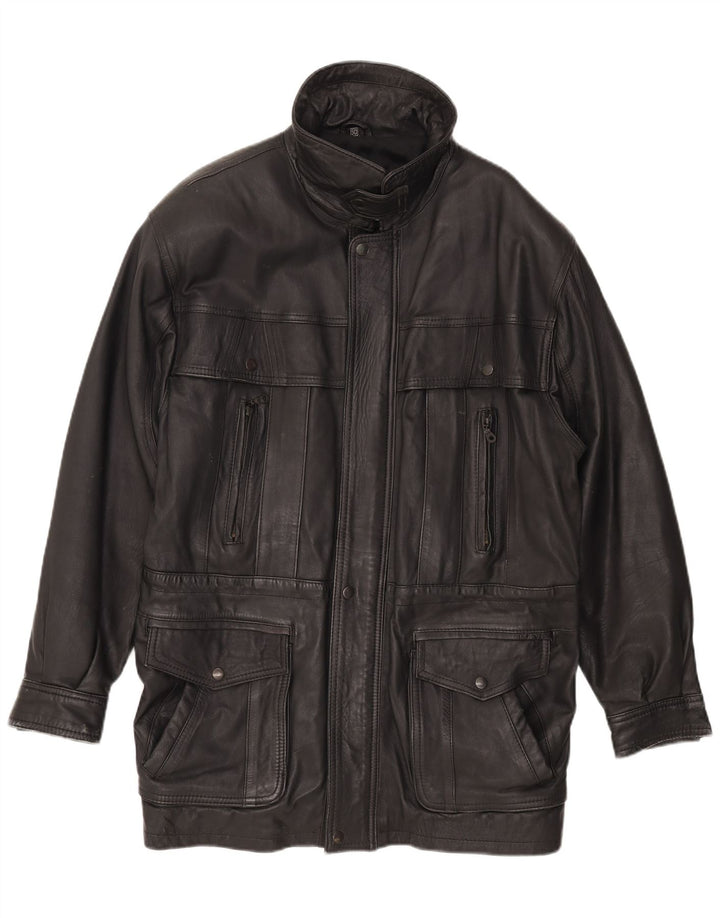 Vintage Herre Læderjakke EU 50 Stor Sort Læder
