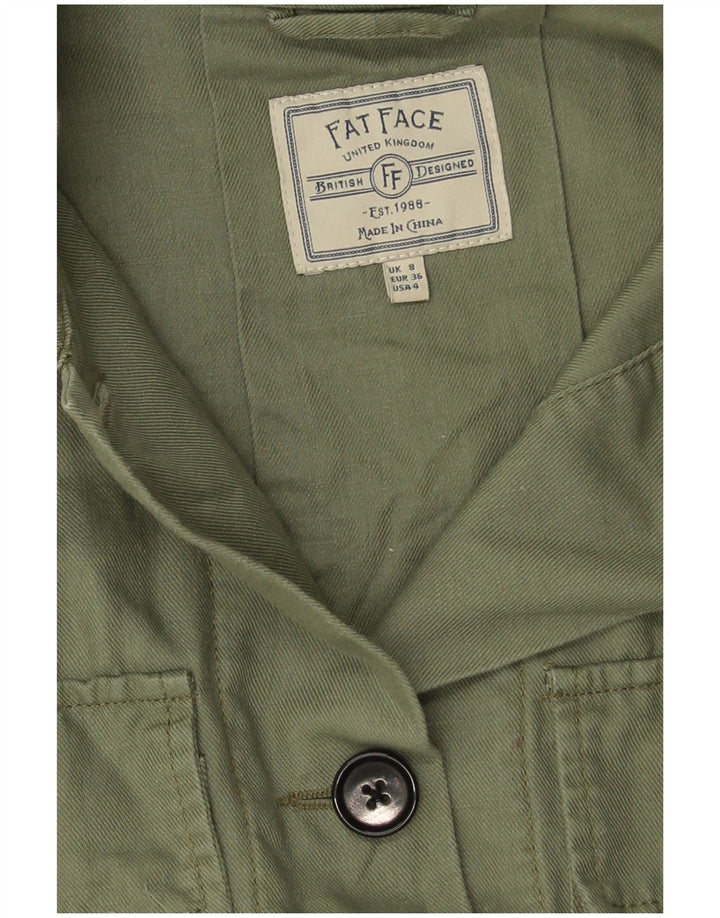 Fat Face Dame Oversized Military Jacket UK 8 Small Green Linen