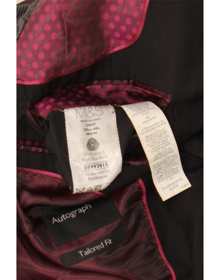 Marks & Spencer Herre Autograph 2 Button Blazer Jacket UK 40 Large Black