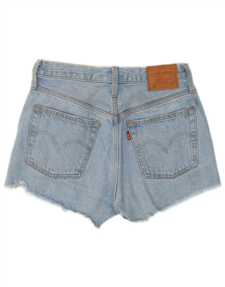 LEVI'S Womens 501 Hot Pants med distressed denim W25 XS blå bomuld
