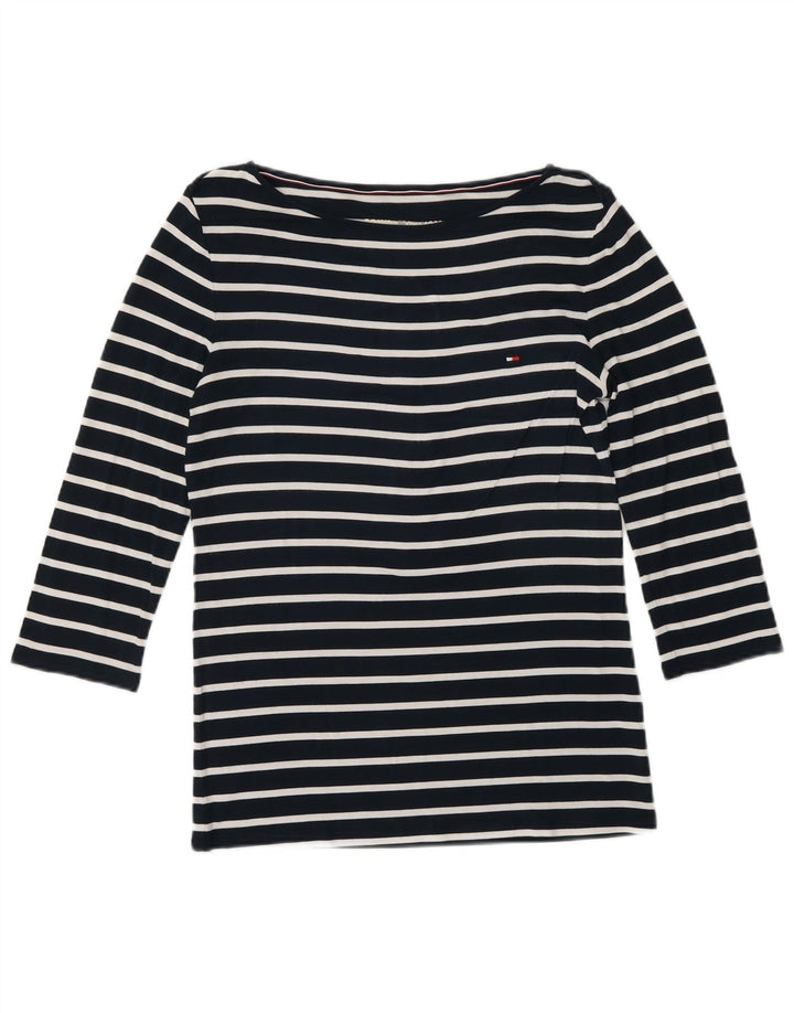 Tommy Hilfiger Dame Top 3/4 ærme UK 10 Small Navy Blue Striped
