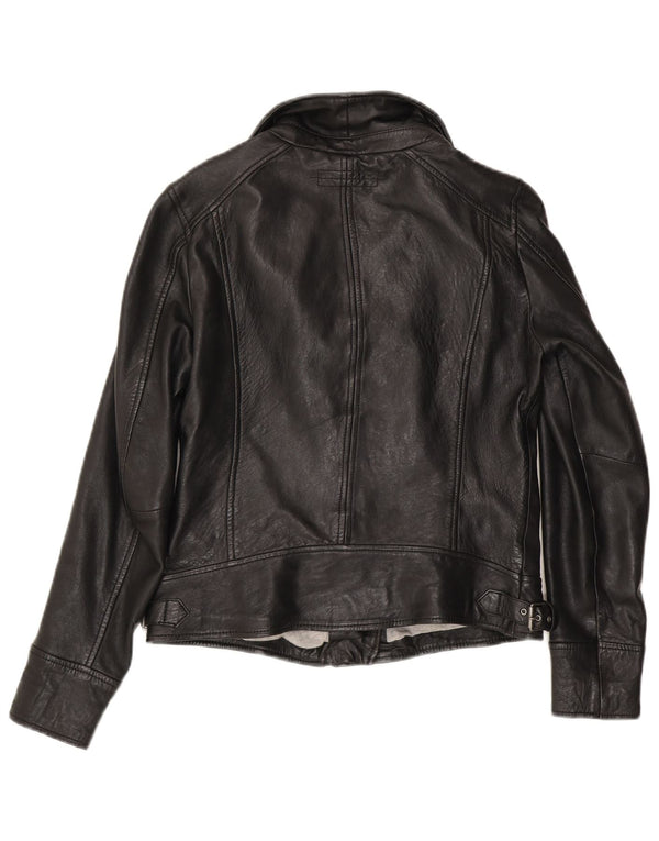 Oakwood Womens Læder Biker Jacket UK 14 Stort sort læder