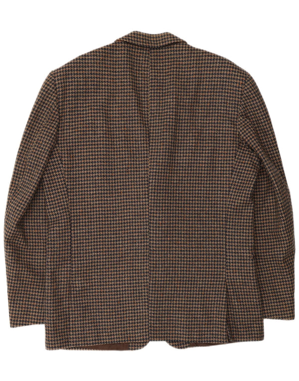 Lanificio Campore Mens 2 Button Blazer Jacket UK 40 Large Brown Houndstooth