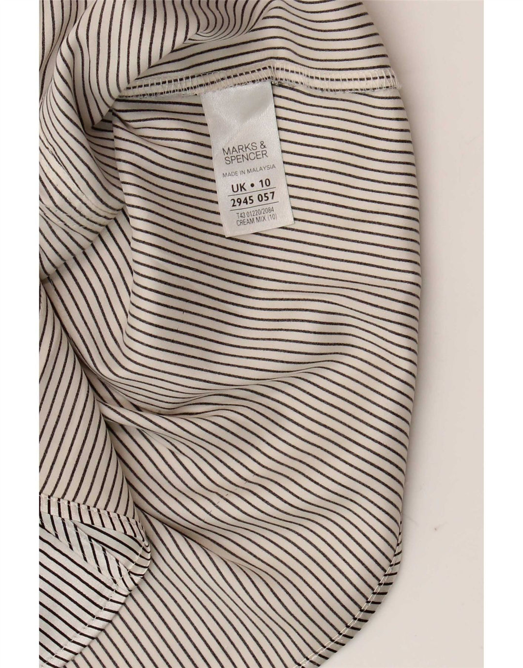 Marks & Spencer Dameskjortebluse UK 10 Small Beige Pinstripe
