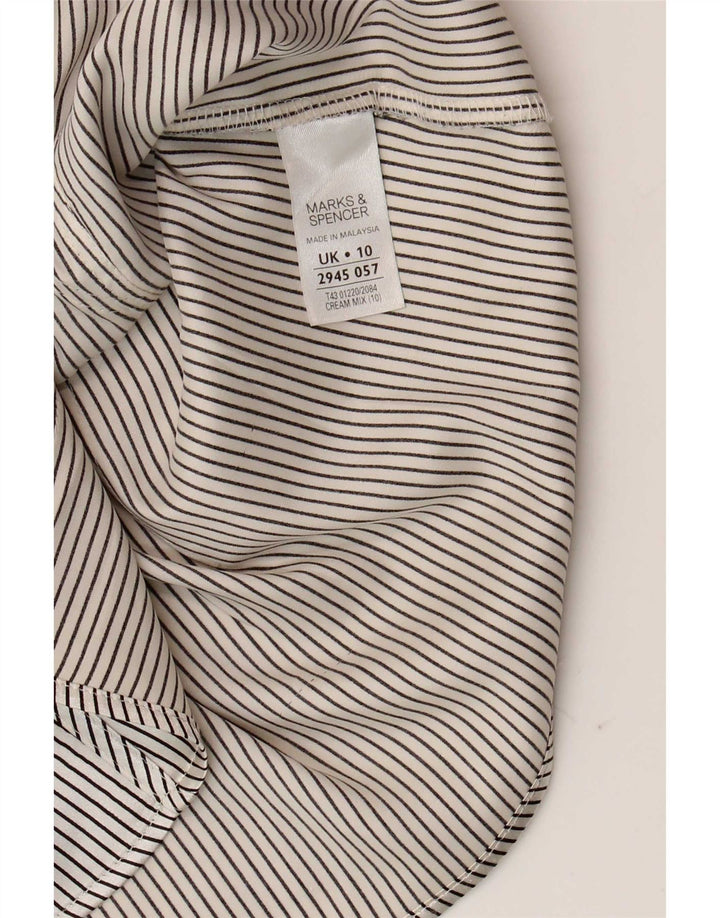 Marks & Spencer Dameskjortebluse UK 10 Small Beige Pinstripe