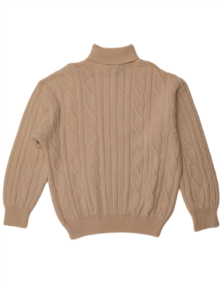 MALAGRIDA Herre rullehals sweater stor beige bomuld