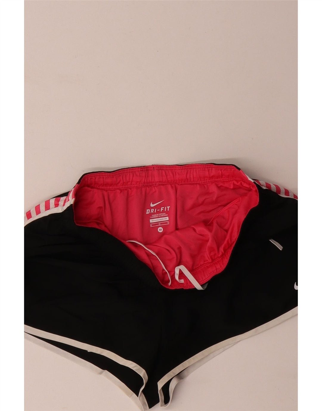 NIKE Dri Fit sportsshorts til kvinder UK 12 Medium sort stribet polyester