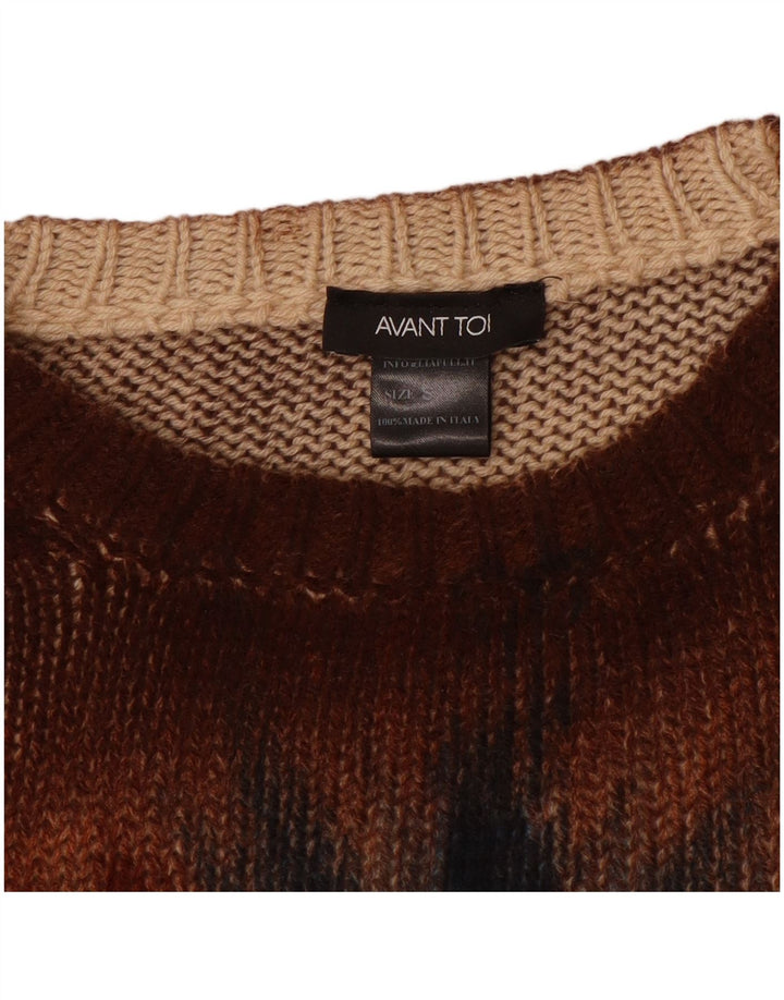 Vintage Dame Oversized Crew Neck Jumper Sweater UK 10 Small Brown Tie Dye