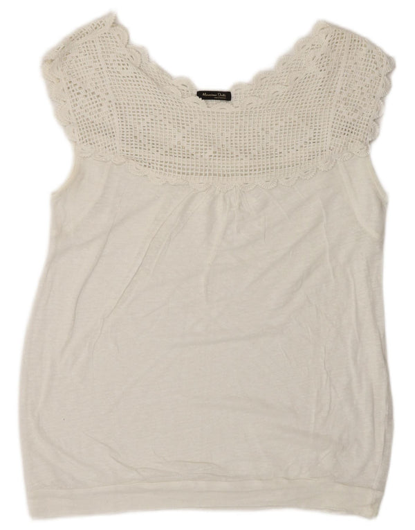 Massimo Dutti Dame ærmeløs bluse Top UK 16 Large White