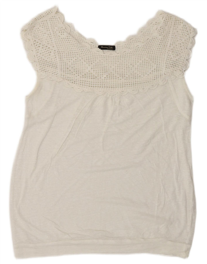 Massimo Dutti Dame ærmeløs bluse Top UK 16 Large White