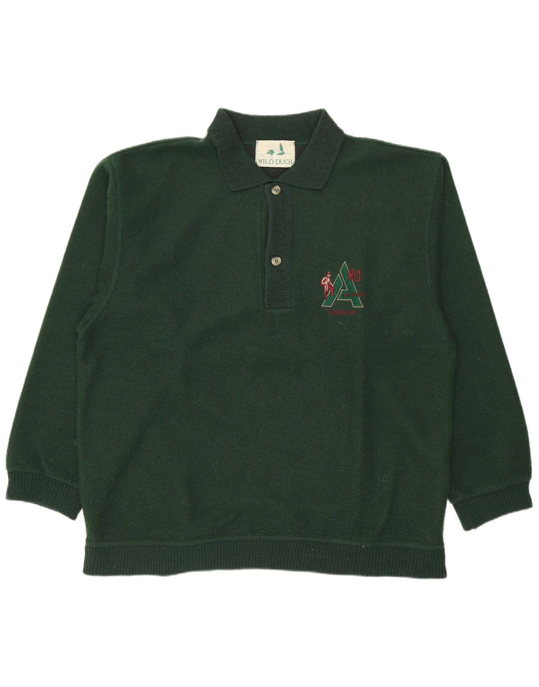 Vintage herre polo hals sweater mellemgrøn uld