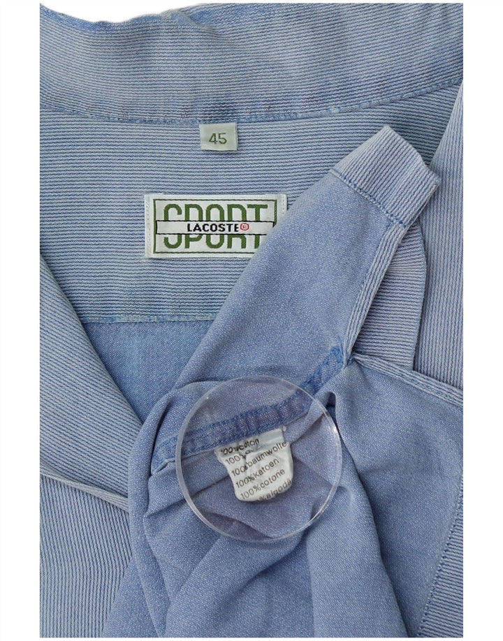 LACOSTE Kortærmet Herreskjorte Størrelse 45 XL Blå nålestribet bomuld