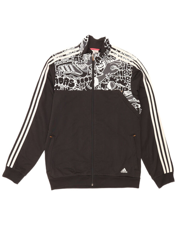 Adidas Mens Tracksuit Top Jacket Medium Black Geometric Polyester Sports