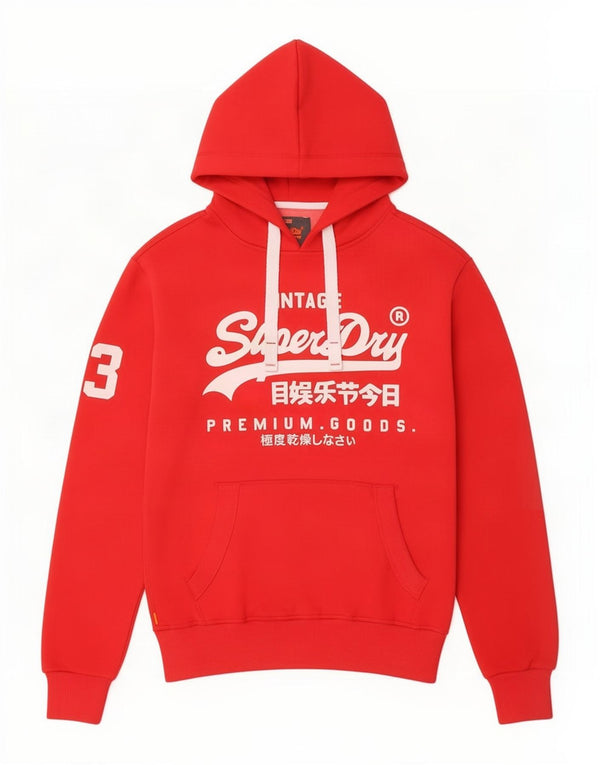 Superdry Mens Graphic Hoodie Jumper Small Red Cotton