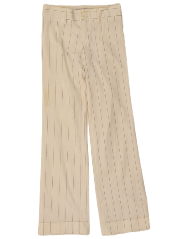 Zara Dame Bootcut Casual Bukser EU 36 XS W26 L32 Hvidstribet bomuld
