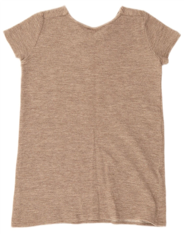 Zara T-Shirt Top UK 12 Medium Brun Flecked