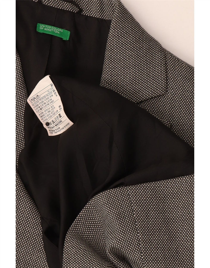 Benetton Dame 1 Knap Blazer Jacket UK 8 Small Grey Spotted Polyester