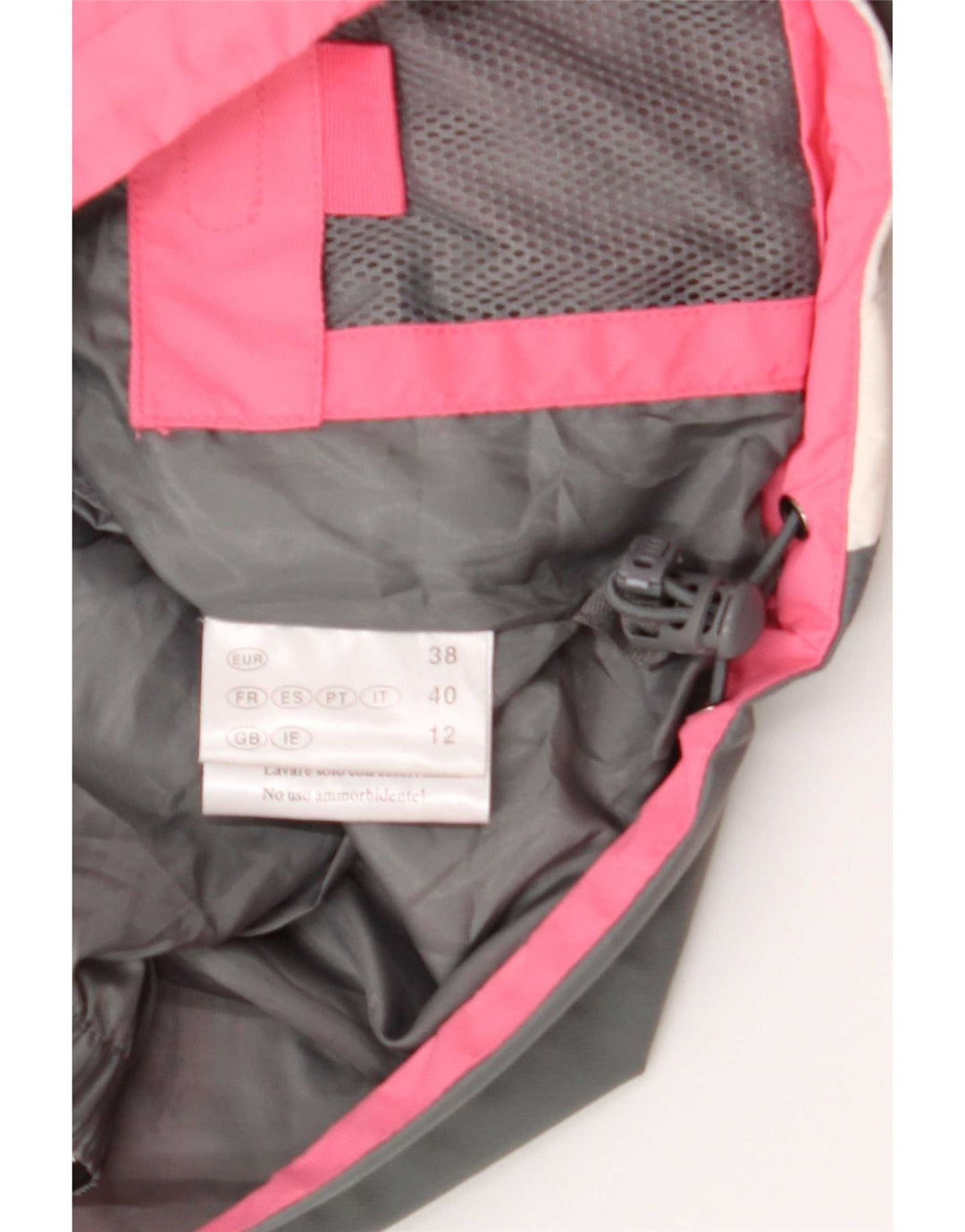 Vintage skijakke med hætte til kvinder UK 12 Medium Pink Colourblock Polyamid