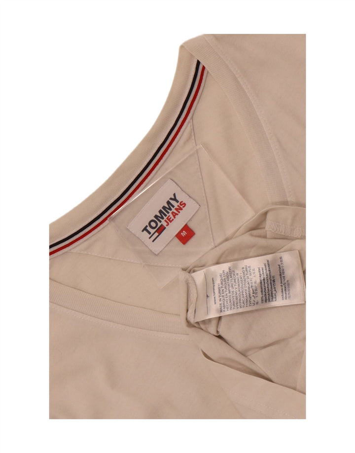Tommy Hilfiger Dame T-Shirt Top UK 12 Medium Hvid Bomuld