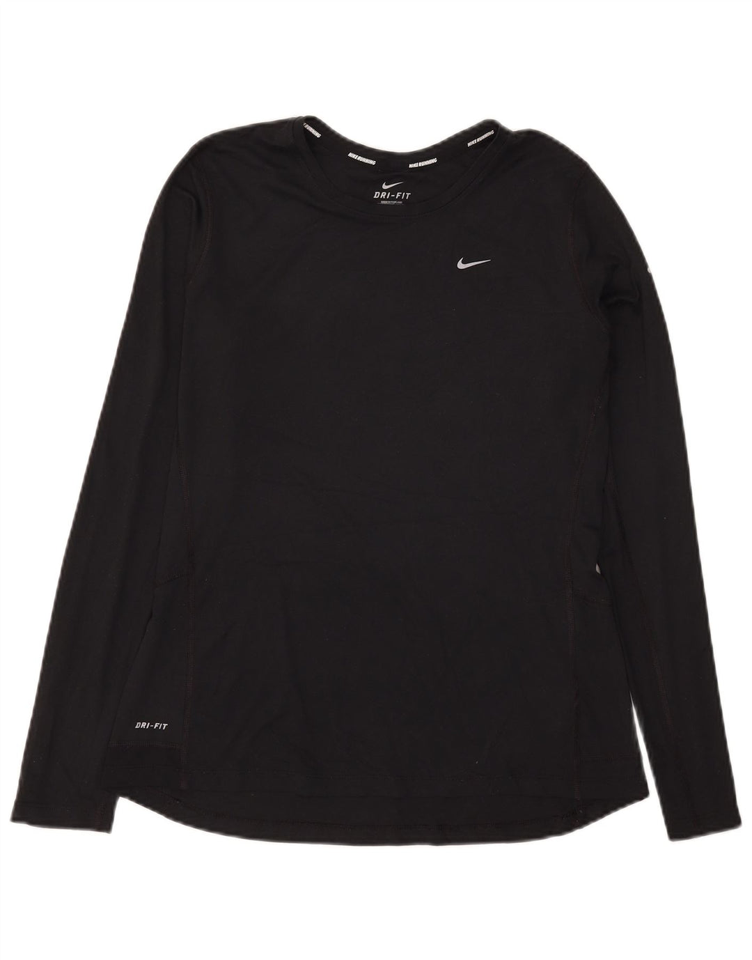Nike Dame Dri Fit Top Langærmet UK 16 Stor Sort Polyester
