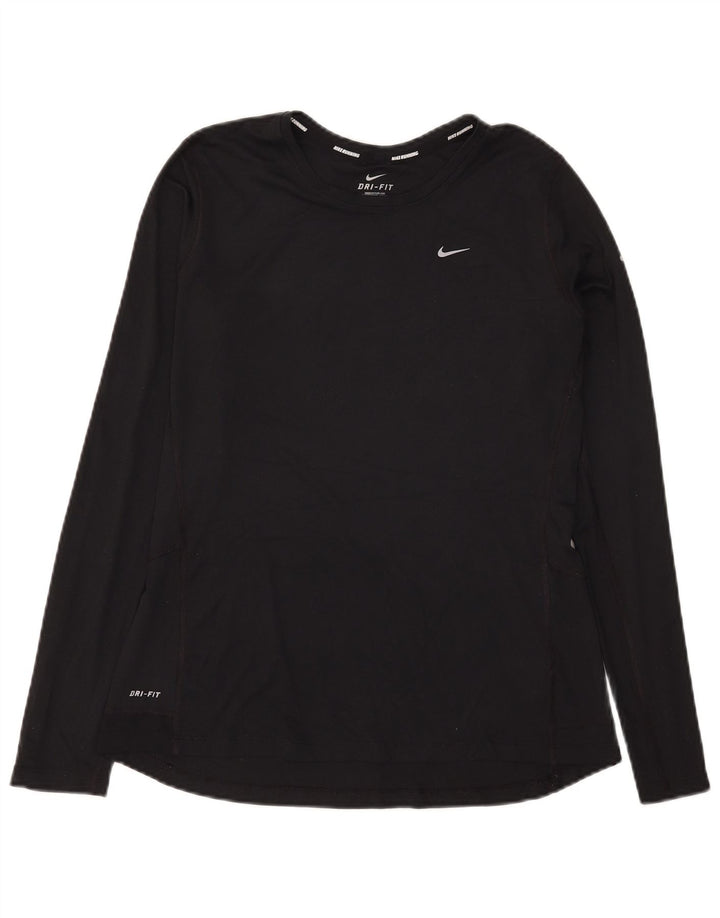 Nike Dame Dri Fit Top Langærmet UK 16 Stor Sort Polyester