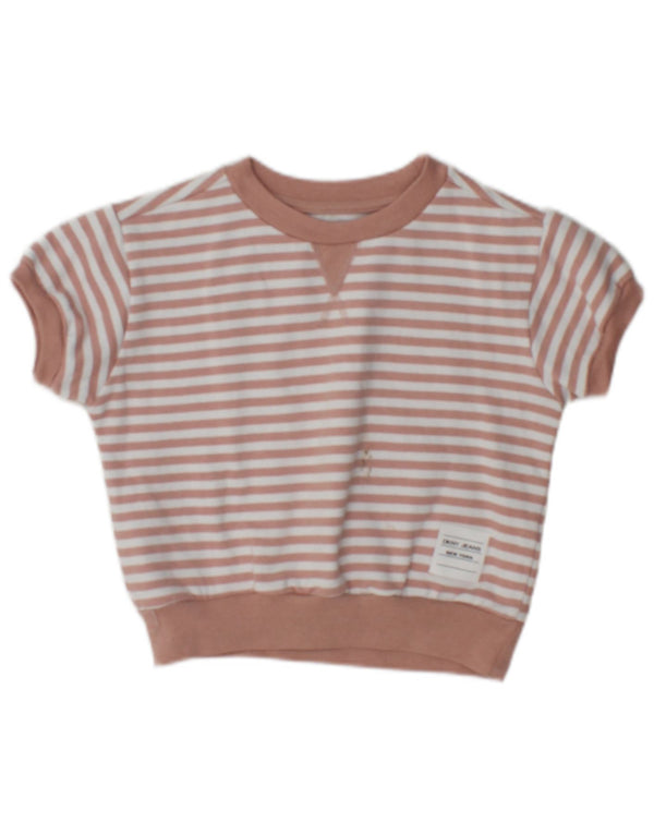 Dkny Pige Kortærmet Sweatshirt Trøje 5-6 År Lyserød Stribet Bomuld