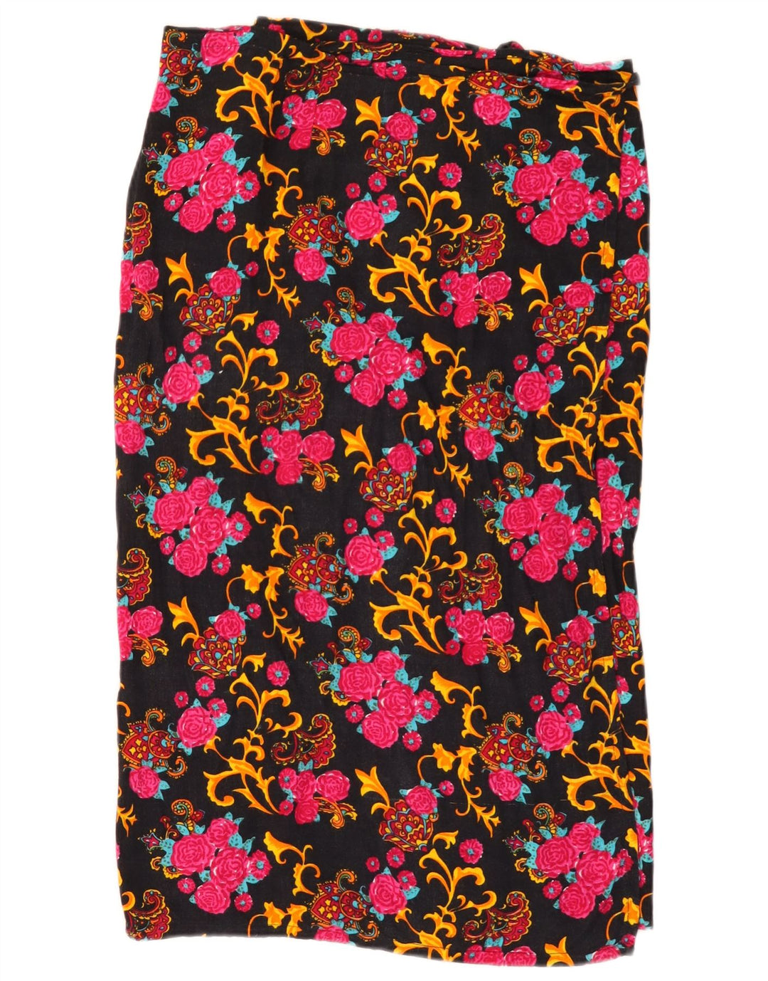Vintage wrap-nederdel til kvinder W32, stor flerfarvet blomsterpolyester