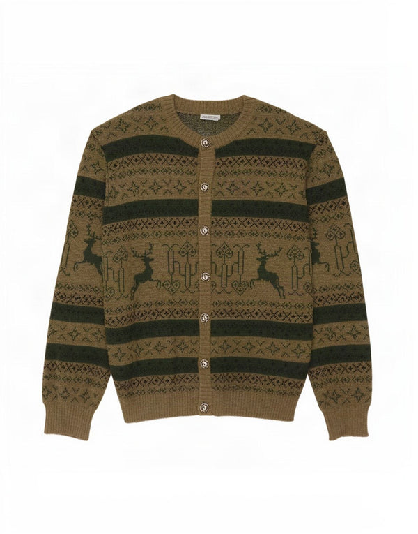 St. Peter Trachten Herre Cardigan Sweater Medium Khaki Fair Isle Akryl