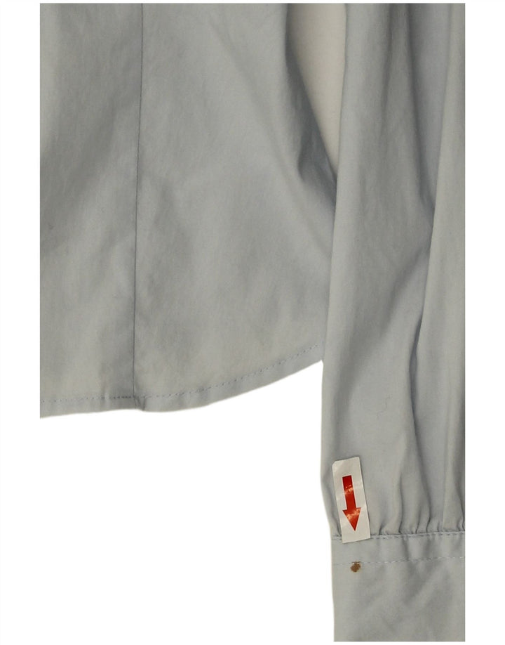 Benetton Womens Crop Shirt UK 8 Small Blue