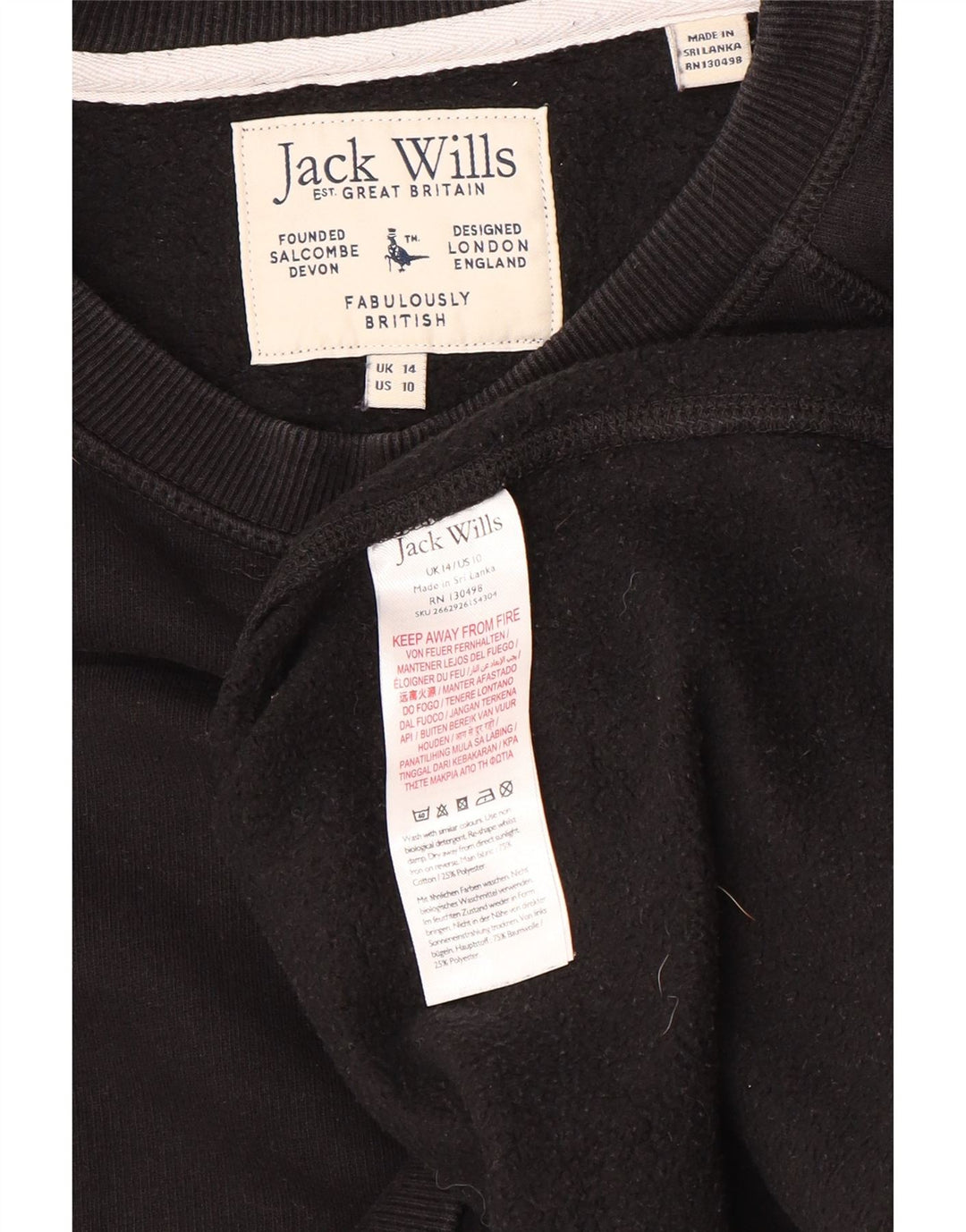 JACK WILLS Dame Loose Fit Sweatshirt Jumper UK 14 Stor sort bomuld