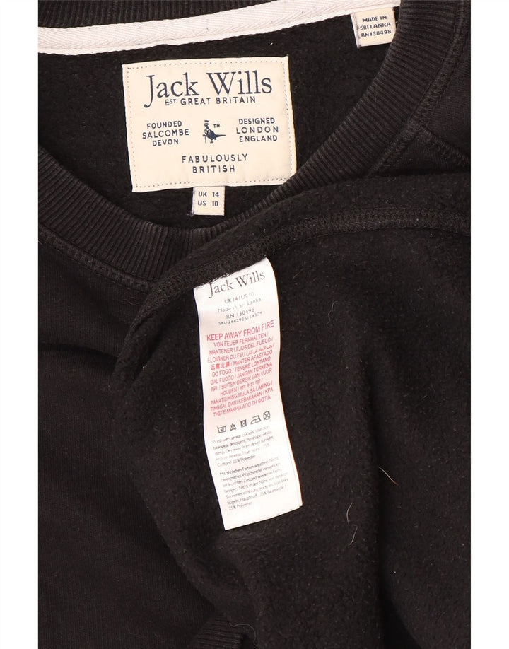 JACK WILLS Dame Loose Fit Sweatshirt Jumper UK 14 Stor sort bomuld