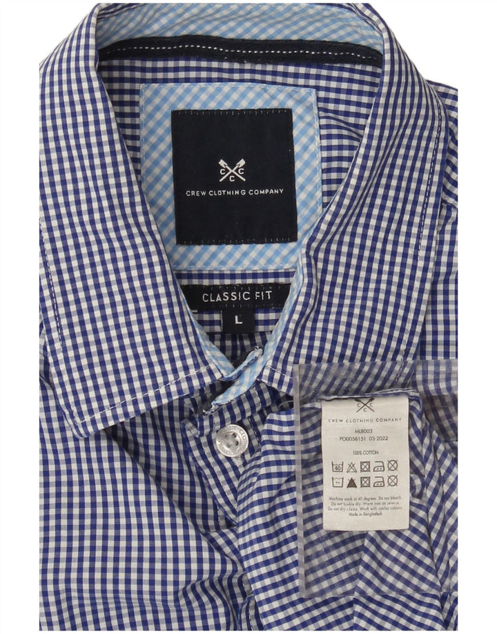 J. CREW Mens Classic Fit Shirt Large Blue Gingham Cotton