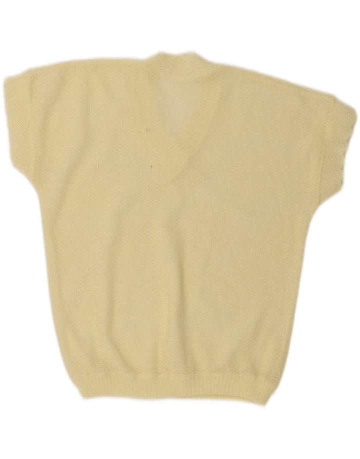 VINTAGE Womens Vest Tank Top UK 14 Medium Yellow Vintage Vintage and Second-Hand Vintage from Messina Hembry 
