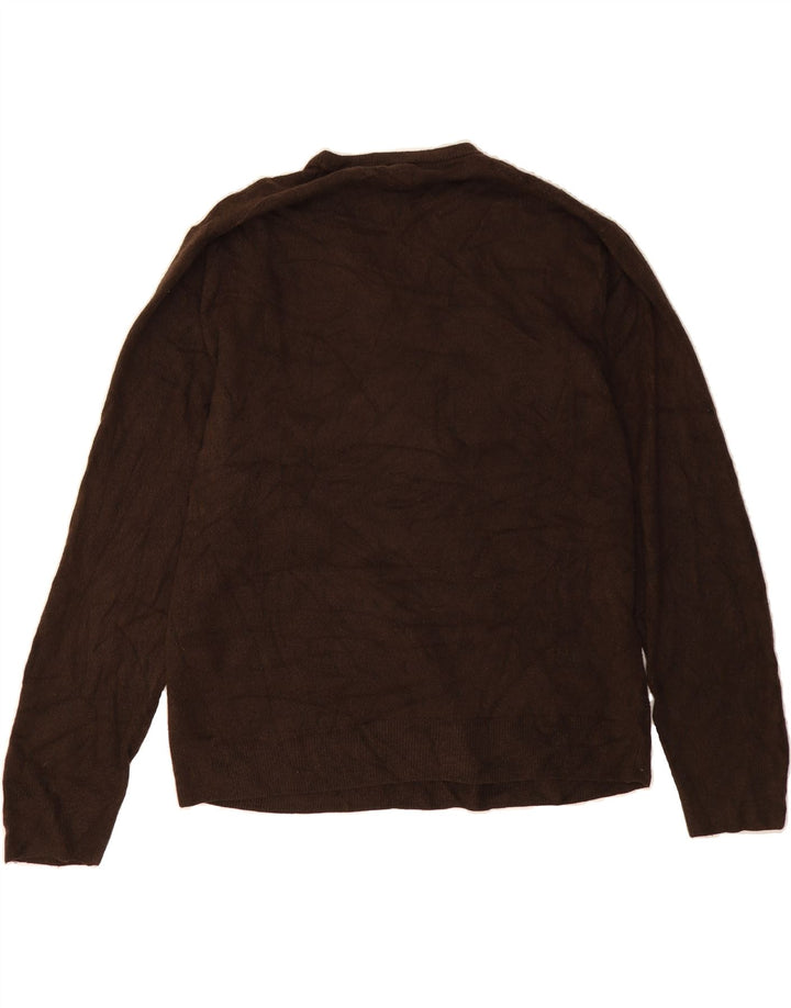 DOCKERS Mens V-Neck Jumper Sweater XL Brown Striped Acrylic Vintage Dockers and Second-Hand Dockers from Messina Hembry 