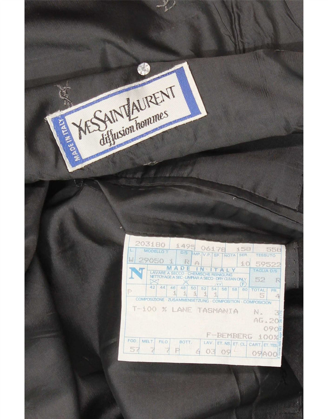 Yves Saint Laurent Herre Dobbeltradet Blazerjakke IT 52 XL Grå Uld