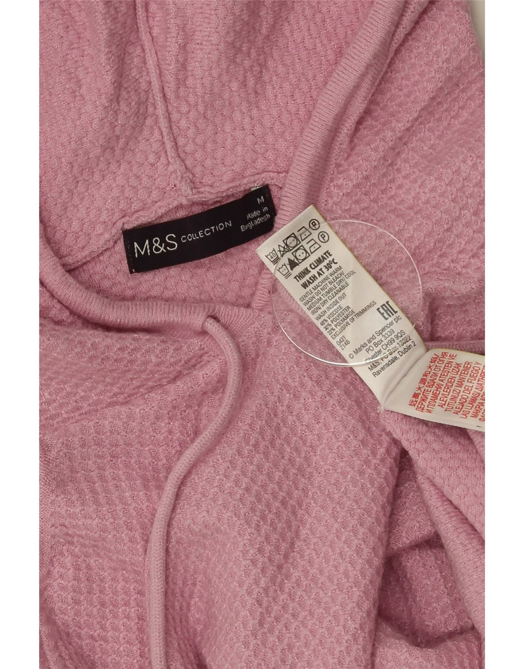 Marks & Spencer Dame Hættetrøje UK 14 Medium Pink Viscose