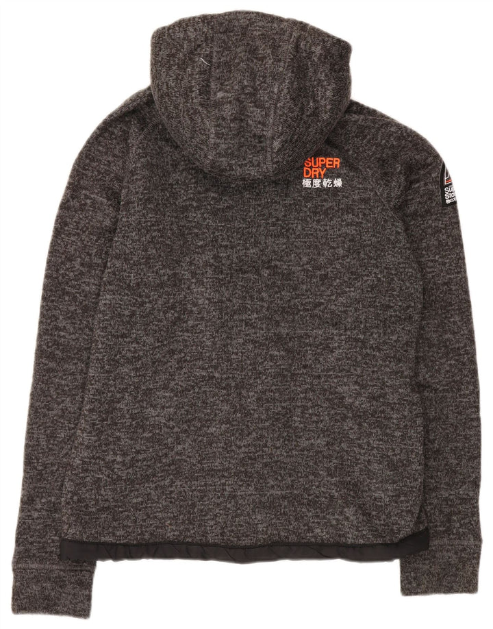SUPERDRY hættetrøje til kvinder med lynlås UK 14 Medium Grey Flecked Polyester