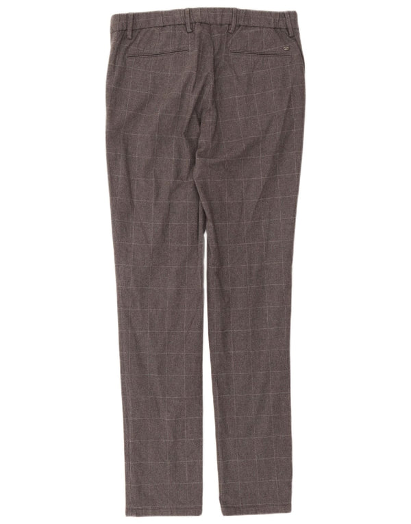 Massimo Dutti Mens Slim Fit Casual Trousers EU 42 Large W32 L32 Grey Check