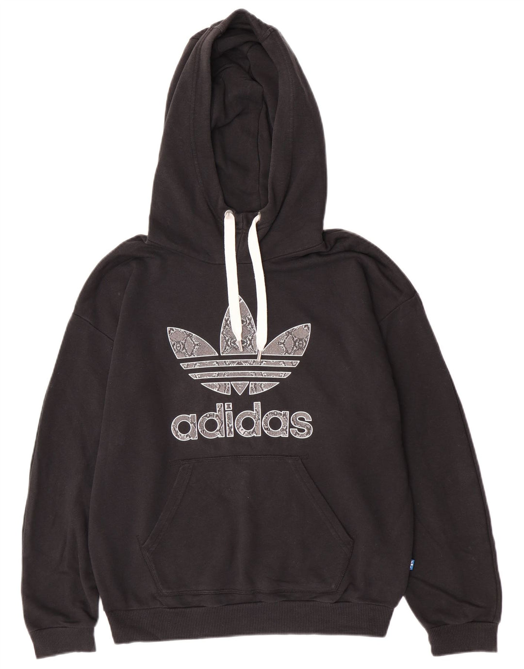 Adidas Graphic Hoodie Jumper UK 14 Medium Sort Bomuld