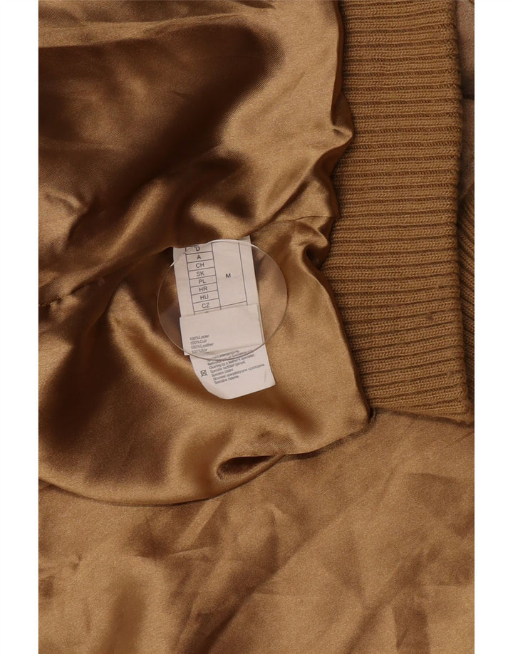 Vintage dame ruskind bomberjakke UK 12 medium beige læder