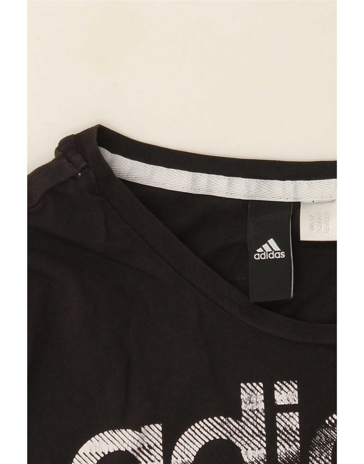 Adidas Dame Grafisk T-Shirt Top UK 12 Medium Sort