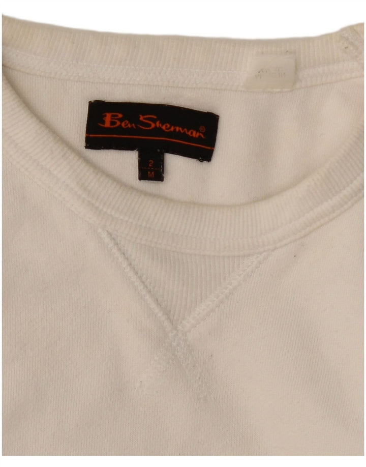 Ben Sherman Herre Grafisk Sweatshirt Jumper Medium Hvid Bomuld