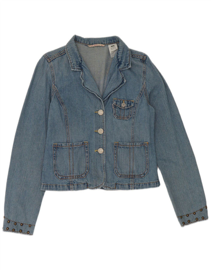 Levi's Dame 3-knaps denim blazerjakke UK 16 Stor blå bomuld